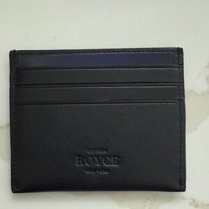 ROYCE New York Black Card Holder with Gold Initials